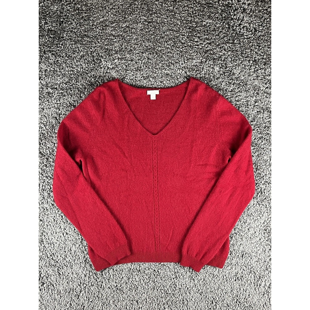 Apt 9 100% Cashmere Red V-neck Sweater Women's L Quiet Luxury Classic Warm